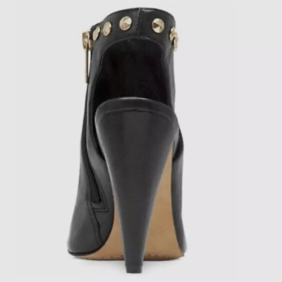 EUC VINCE CAMUTO Studded Edia Black Peep Toe Leather Bootie Size 8.5 - Picture 12 of 13